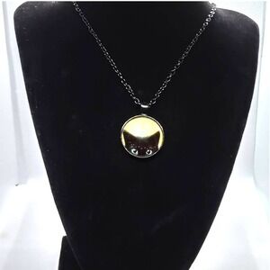 Halloween Black Cat Necklace Medallion Peeking Kitten Pendant Cat Lady Jewelry